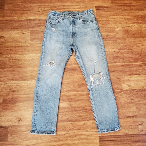 Levi's Denim - Levi's 501 Size 27 Cropped Straight Distressed JEans